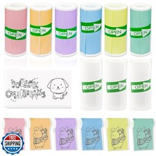 9 Rotoli Carta Autoadesiva Mini Stampante - 6 Colori Vibranti e 3 Compa Bianchi