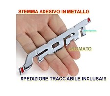 STEMMA LOGO EMBLEMA SPORT ADESIVO IN METALLO FREGIO CROMATO SATINATO OTTIMO!!
