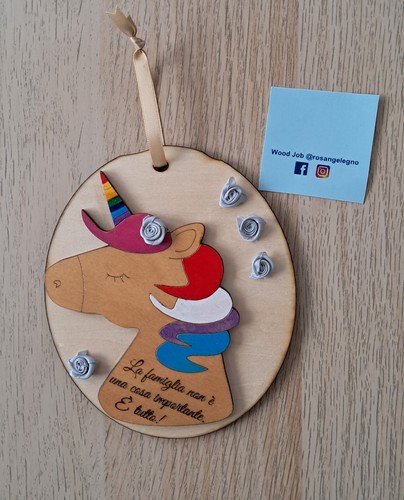 Famiglia targhetta unicorno - unicorno, in