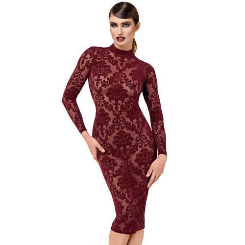 Robe fourreau tulle floqué - en,