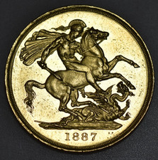 1887 VICTORIA TESTA DI GIUBILEO DOPPIO SOVRANO, DUE STERLINE, MONETA D'ORO BRITANNICA, EF