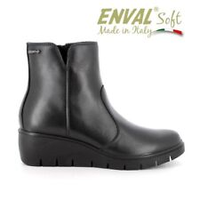 Enval Soft Stivaletto Donna Tronchetto Zeppa in Pelle con Zip 6766400 Nero