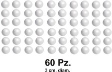 PALLINE SFERE SFERA POLISTIROLO 60 Pz. 3 cm.Diam. DECOUPAGE PITTURA DECORAZIONE