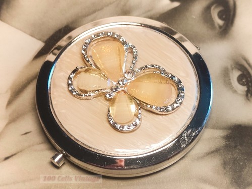 Cream and silver - silver, butterfly