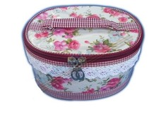 Beauty Case da Viaggio Bag  cosmetico Portatile Borsa Toilette con ricami ovale