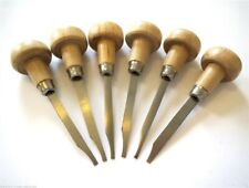set di 6 unghiette bulini con pomolo legno per incastonatore incisore 