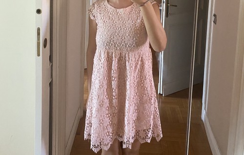 Vestito rosa pizzo ragazza - rosa,