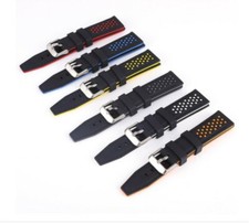 CINTURINO OROLOGIO SILICONE PUNTINI 20mm 22mm 24mm 26mm NERO BLU ROSSO GIALLO