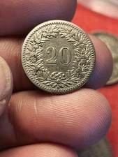 Antica Moneta Svizzera 20 Centesimi rappen 1885 Franco Svizzero  Helvetica 