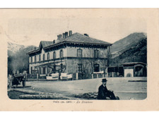 CARTOLINA PIEMONTE OULX La Stazione esterna Carretto Personaggio VIAGGIATA
