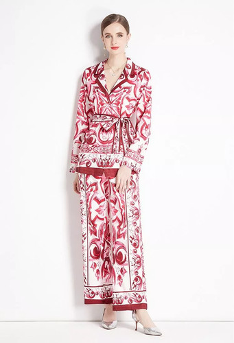 Tailleur rosso vita alta - tailleur, in