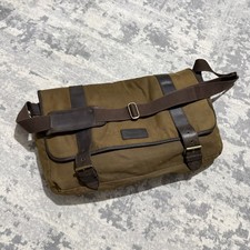 Borsa a tracolla Barbour in cotone cerato kaki, pelle 17" per laptop (LEGGI PLS)