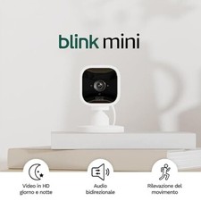 Blink Mini - Videocamera di sicurezza intelligente per interni, plug-in