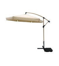 OMBRELLONE A BRACCIO QUADRATO DA GIARDINO EUROGARDEN EFFETTO LEGNO ECRÙ 3X3 M