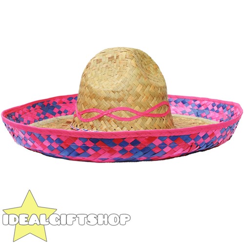 Pink trim mexican sombrero - pink,