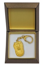 Yorkshire Terrier II - Portachiavi Dorato Con Cane In Scatola Regalo, Ha