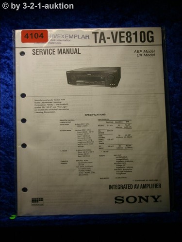 Sony service manual ve810g - manual,