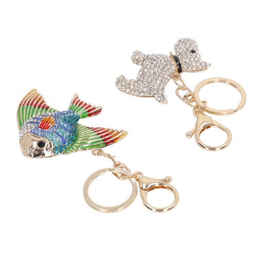 Rhinestone keychain fish - rhinestone,
