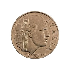 Rare 1941 20 Lire Coin by