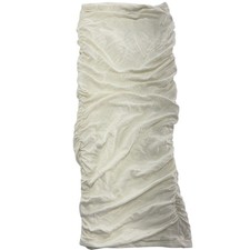Naked Wardrobe Skirt Womens Small Off White Ruched Tube Bodycon Midi