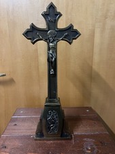 CROCIFISSO DA ALTARE TAVOLO OTTONE META’ DEL 900  40x14cm Peso 1 Kg Circa