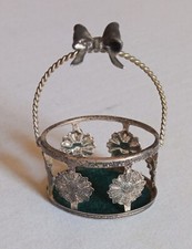 Cestino vintage in argento sterling, miniatura-cestino in argento 925, cestino in argento