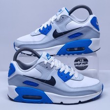 Nike Air Max 90 - taglia UK 4 - scarpe da ginnastica bianco grigio blu sneakers junior 