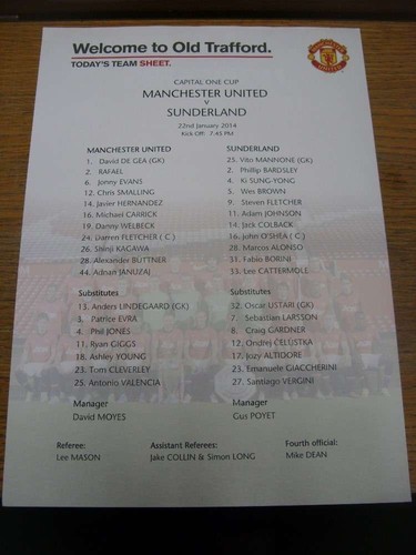2014 colour teamsheet - 22/01/2014,