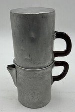 Antica Caffettiera Napoletana In Alluminio Vintage Export Mundus Tazze 6-8