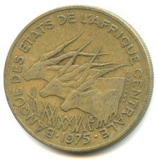 Africa centrale 25 franchi 1975 n. 1921