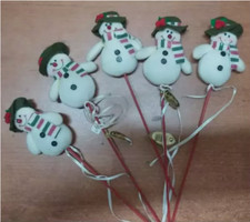 5 Pupazzi di neve decorativi caffarel con staffa in legno 30 cm