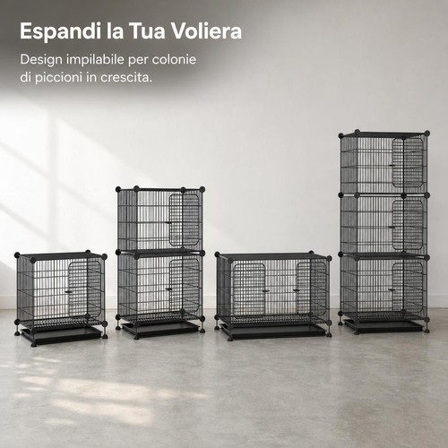 Gabbia per uccelli impilabile - per,