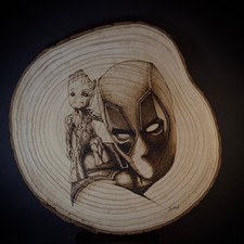 Pirografia Su Legno : Deadpool & Groot 