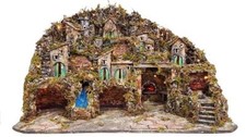 Presepe paesaggistico napoletano con forno mulino cascata macina e luci 95x65x65