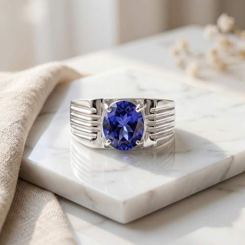Anello uomo tanzanite argento