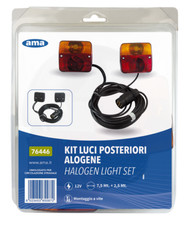 KIT FANALI POSTERIORE PER RIMORCHIO CARRELLI ROULOTTE TRATTORE 7 + 2,5 MT