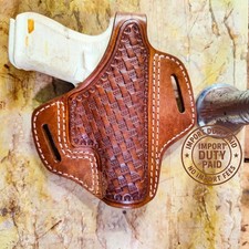 Fondina per pistola Springfield Western con cestello lavorato a mano motivo intrecciato