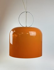 Lampada a sospensione Alvise Luigi Massoni per Guzzini anni 70 Space Age arancione
