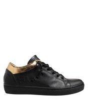Sneakers In Pelle Nere E Oro
