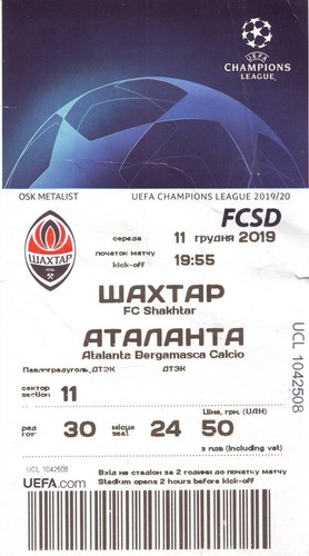 Biglietto shakhtar donetsk - shakhtar, (donetsk