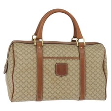 CELINE Borsa Boston in tela di macadam PVC beige oro Auth 149999