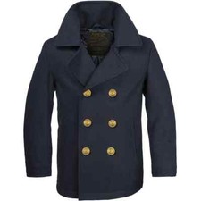 Giacca Giaccone Cappotto Marina Marinaio Vintage Navy Pea Coat Marine Army Blu 