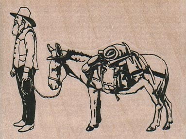 Miner con burro timbro - burro, in