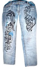 Pantalone denim 2000 dipinto a mano