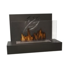 Camino a Bioetanolo da Parete Terra Nero Caminetto con Vetro Stufa Fiamma Vera