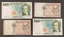 Cartamoneta: 2 da Lire 5000 + 2 da lire 1000 - Quasi FdC