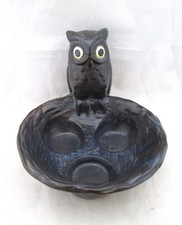 VINTAGE CARLTON WARE BLU SCURO/MARRONE NIDO GUFO CRUET BASE SUPPORTO FIRMATO