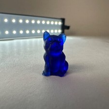 Antico ciondolo CZECO vetro toro blu cane animale cracker jack raro 22 mm