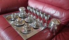 Set completo di Tazzine, Bicchieri, vassoio, zuccheriera e caffettiera in acciao