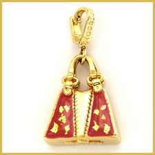 Ciondolo charm in vero ORO GIALLO 750 18k SMALTO borsetta borsa rosato